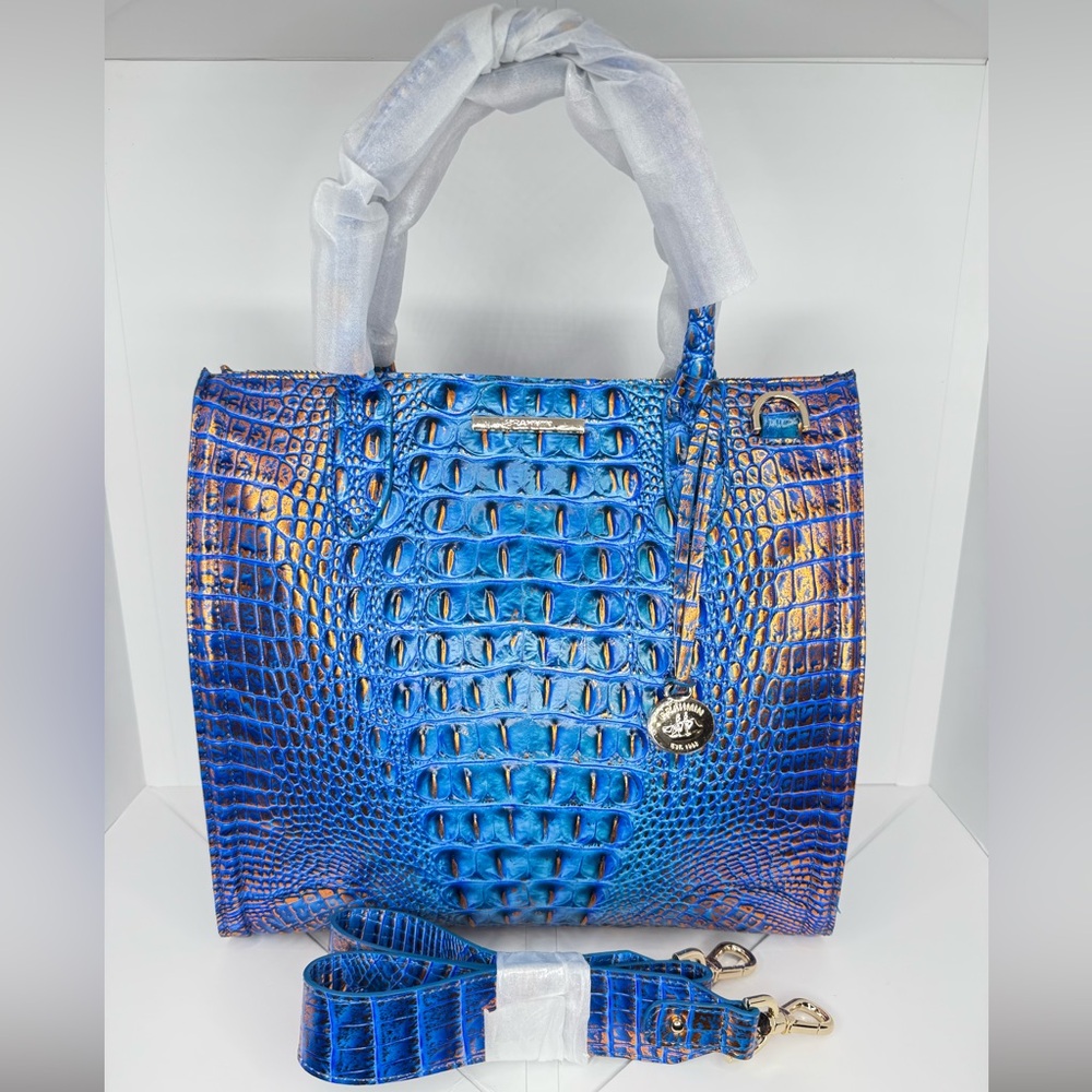 Brahmin Deep Azure Crocodile Embossed Caroline Sa… - image 2